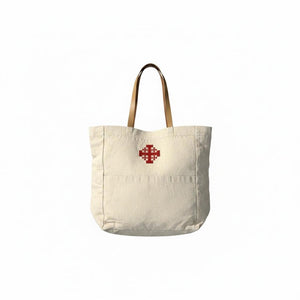 Jerusalem Cross Canvas Tote Bag with Pocket | Faith-Inspired Everyday Carryall