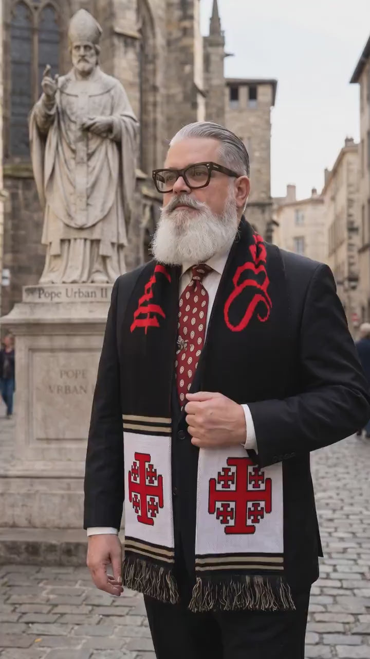 Deus Vult Knights Templar Crusader Jerusalem Cross Catholic Scarf