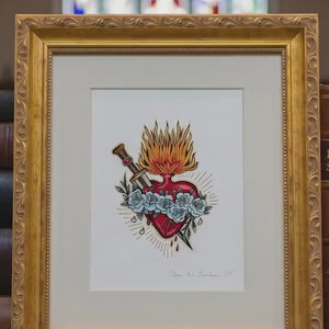Immaculate Heart of Mary Professionally Framed Artist Signed Original Print