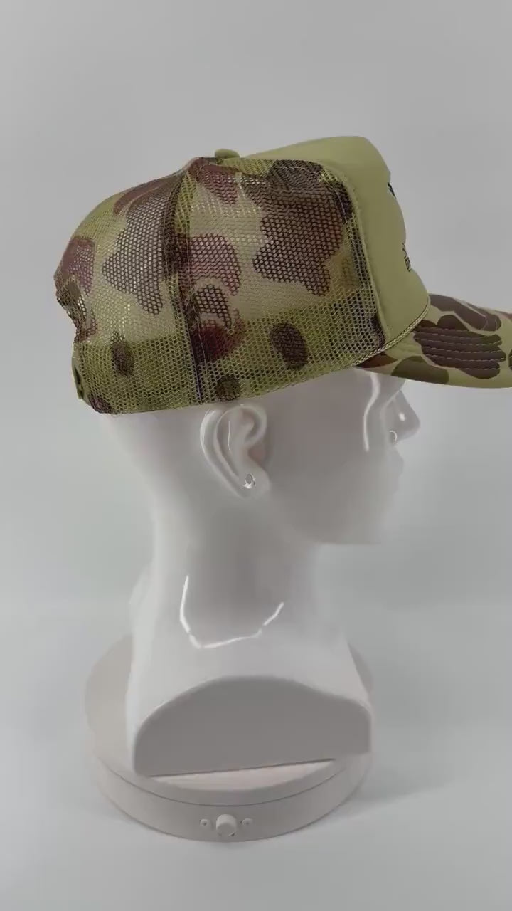 Deus Vult Banner with Crusader Jerusalem Cross Shield and Eagle Embroidered Camo Hat