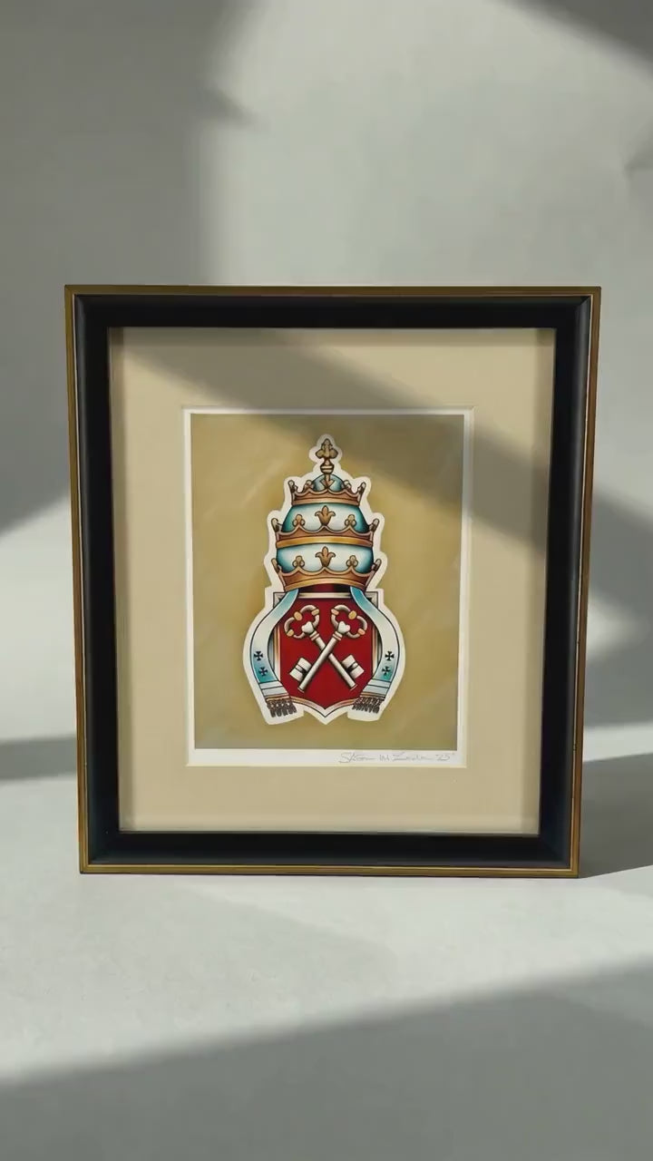Framed Gregory the Papal Headpiece Original Giclée Print, Artist Signed