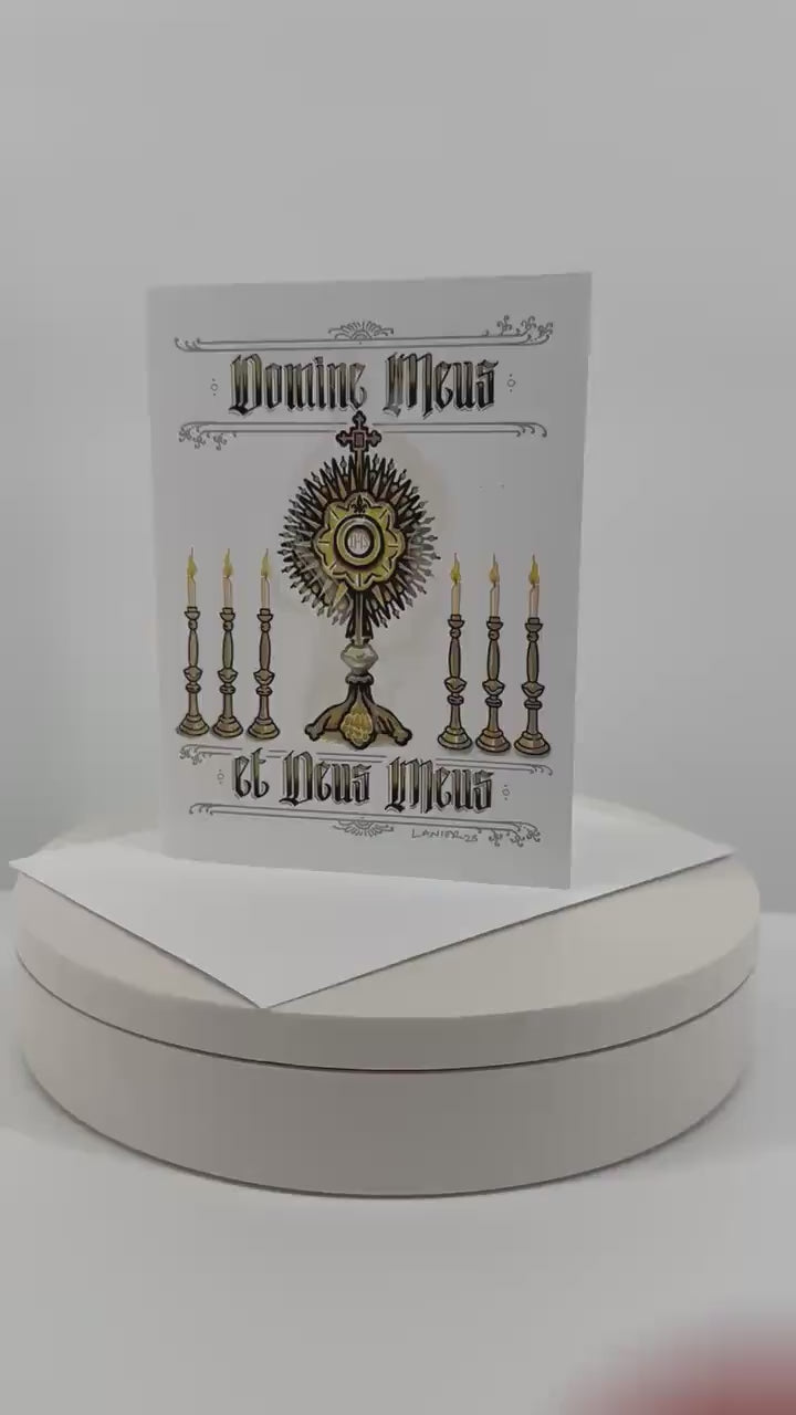 Monstrance Hand Embellished Catholic Greeting Card Gold Accents, Signed Art Card