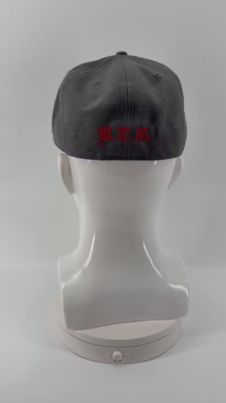 Fleury Cross 3D Puff Embroidered Charcoal Fitted Hat