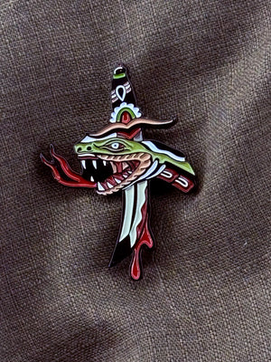 Severed Snake Head Pin